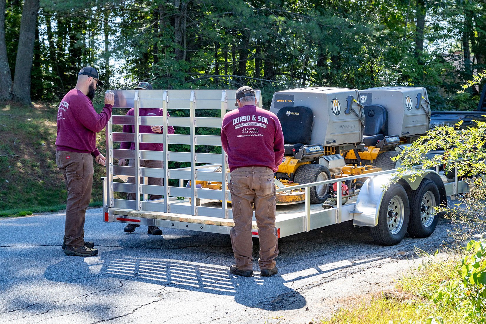 Wood deck landscape trailer from ALCOM - aluminum frame and fold down ramp