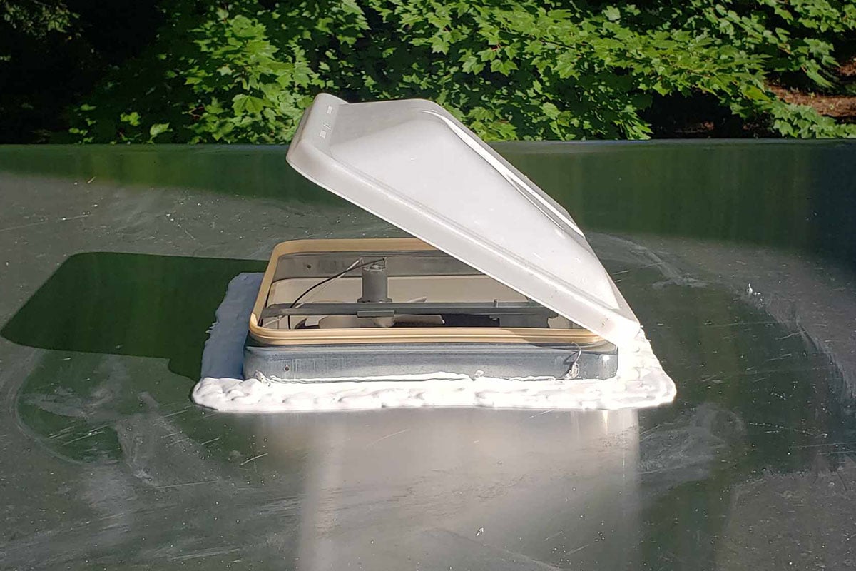 Ted installed a vent in the roof of his ALCOM aluminum UTV trailer