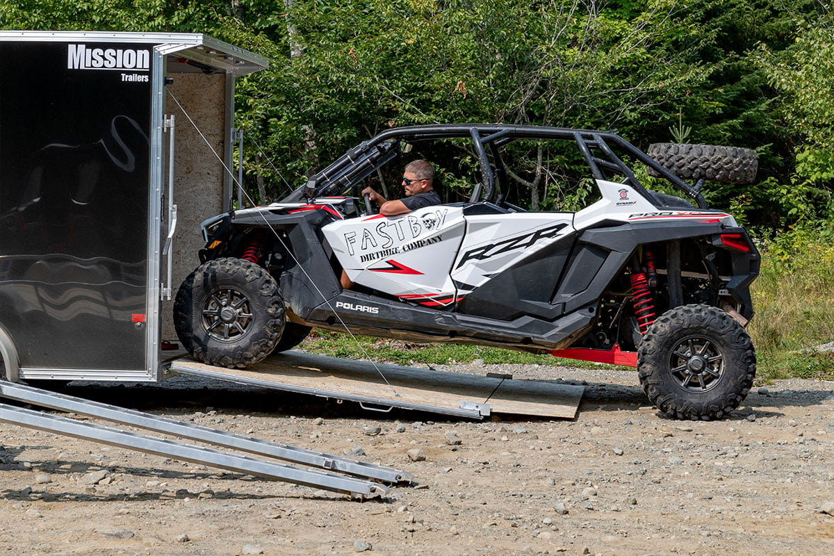 Side by side unloading from an enclosed ALCOM aluminum trailer