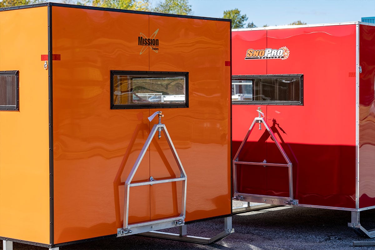 Aluminum ice shacks by Mission and SnoPro ready to hit the frozen lake