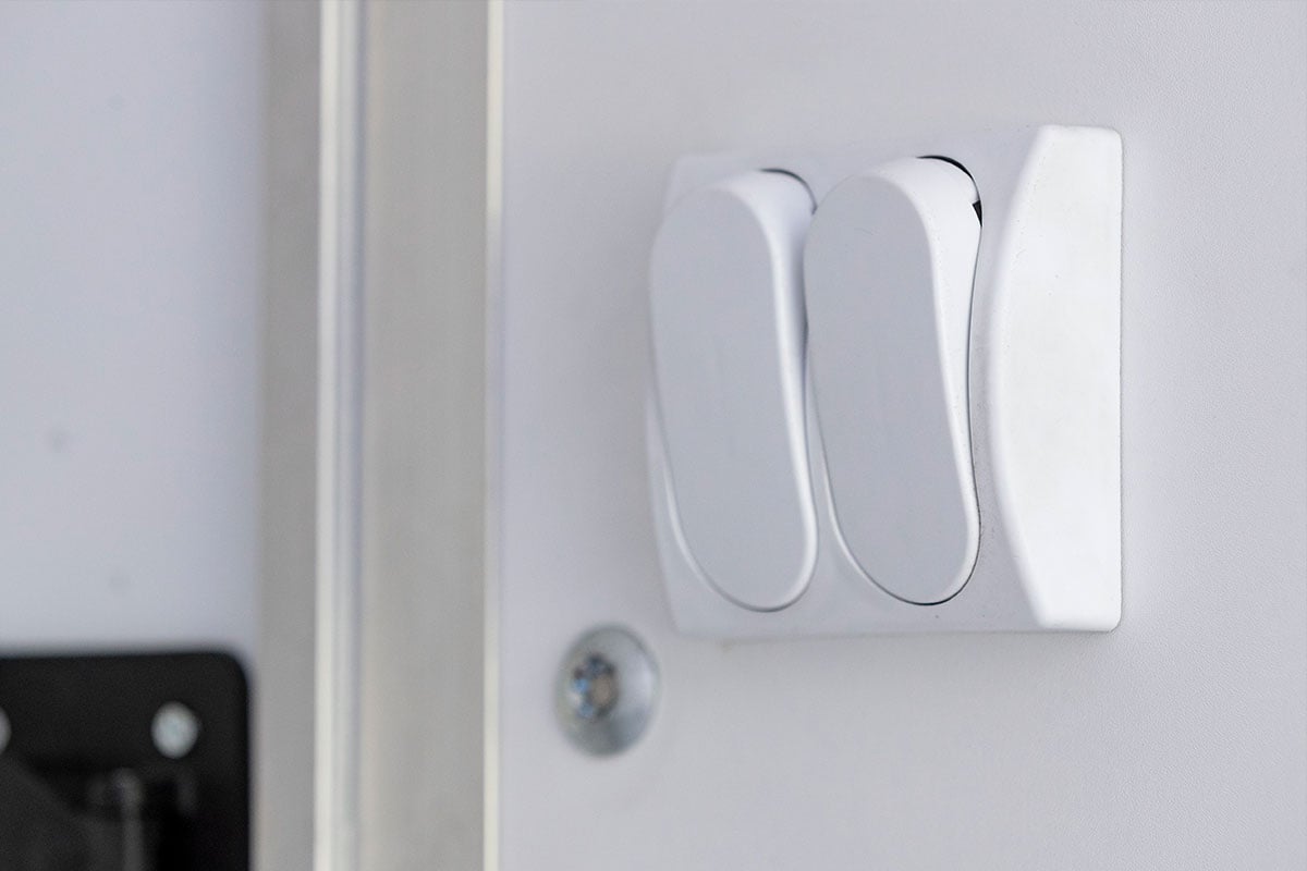 Interior light switches for your ALCOM enclosed aluminum trailer's lights