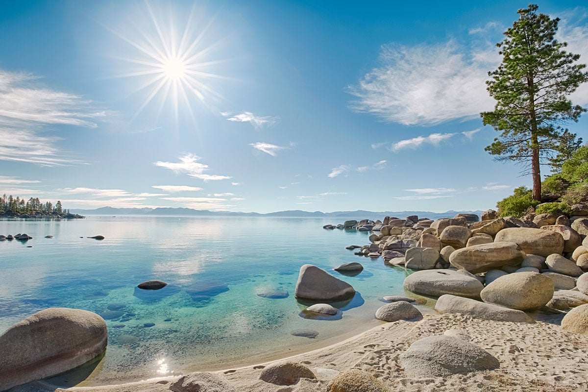 The shore of Lake Tahoe in California, a great place to take your personal watercraft