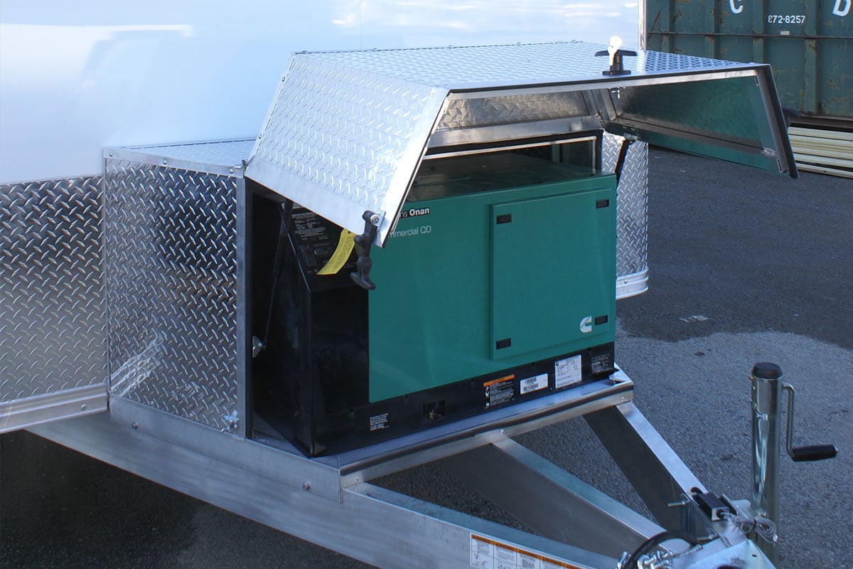 Generator box installed on an ALCOM aluminum trailer