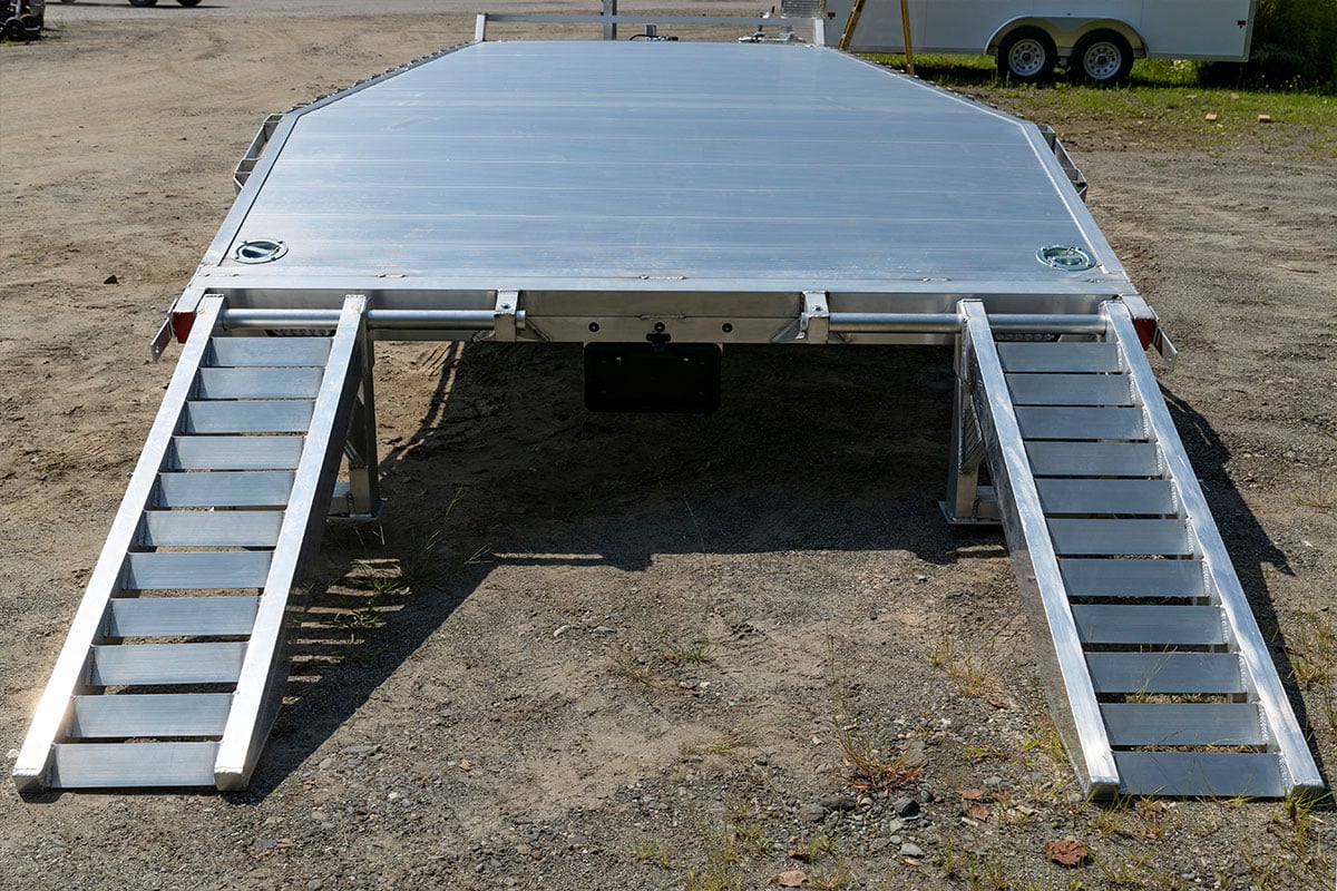 HD flip up ramps for open utility trailer 