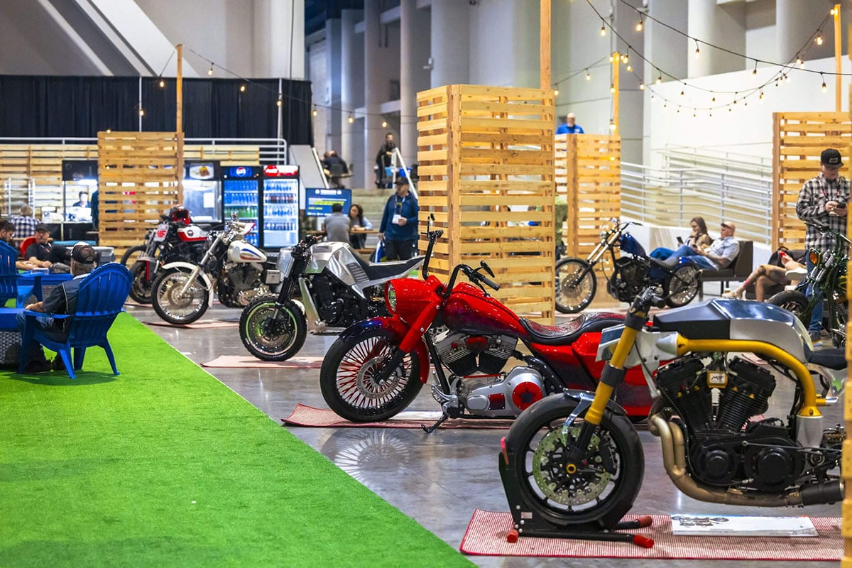 Motorcycles on display at AIMExpo 2025