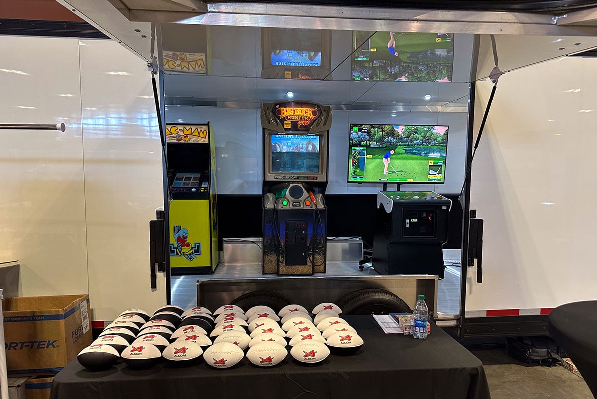 The ALCOM Arcade setup at a past NATDA Trailer Show