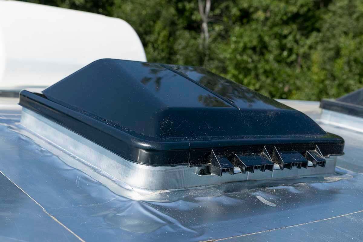 An ALCOM aluminum cargo trailer roof vent