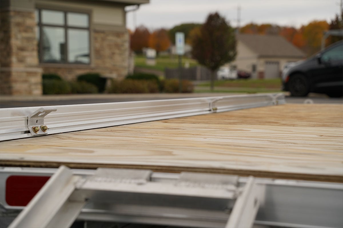 Water resistant decking on an open aluminum trailer from ALCOM