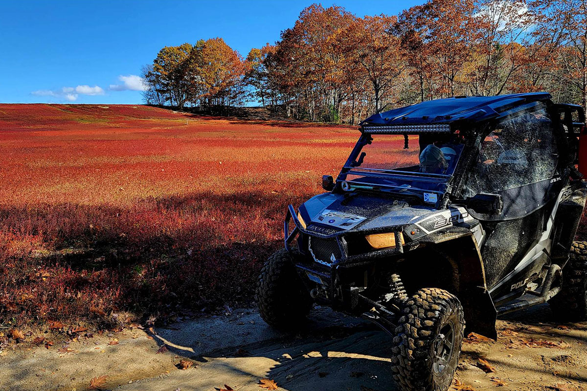 Side by side parked by the trail in Down East Maine; photo courtesy of ALCOM customer Ted M.