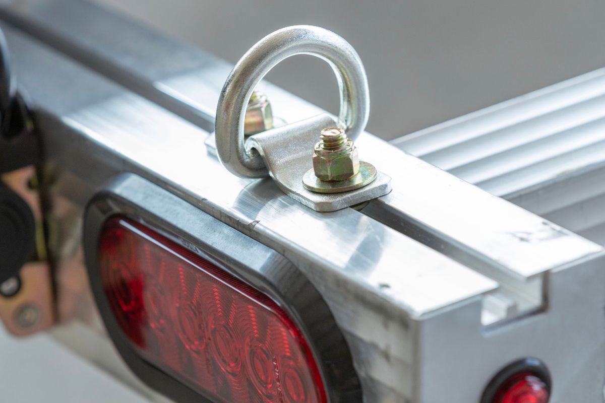 D-ring and LED light on aluminum PWC trailer