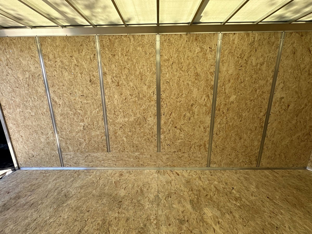 Full wall of slide track integrated wall studs